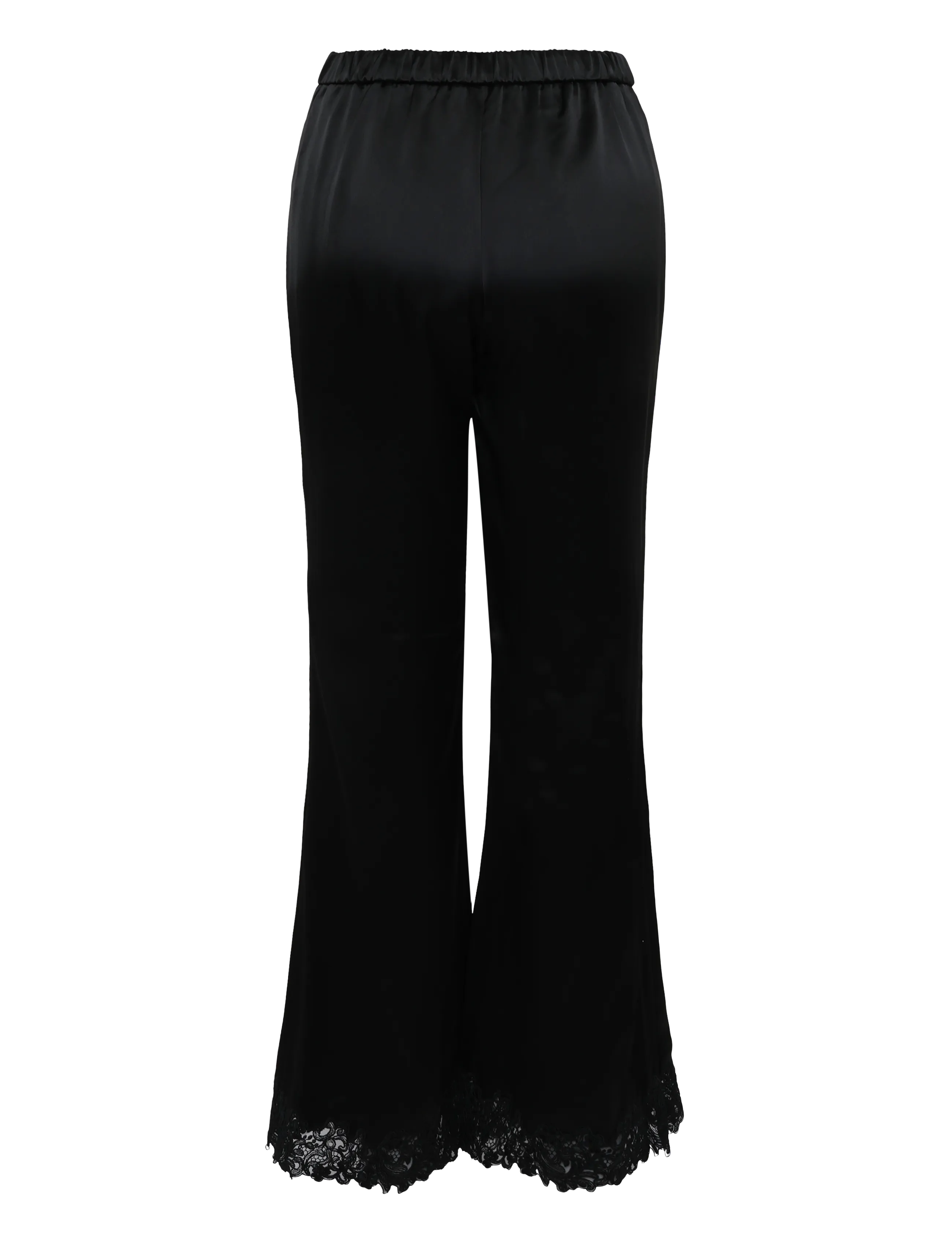 Malina - Marine Satin Lace Hem Trousers - alt laiad püksid - black - 2