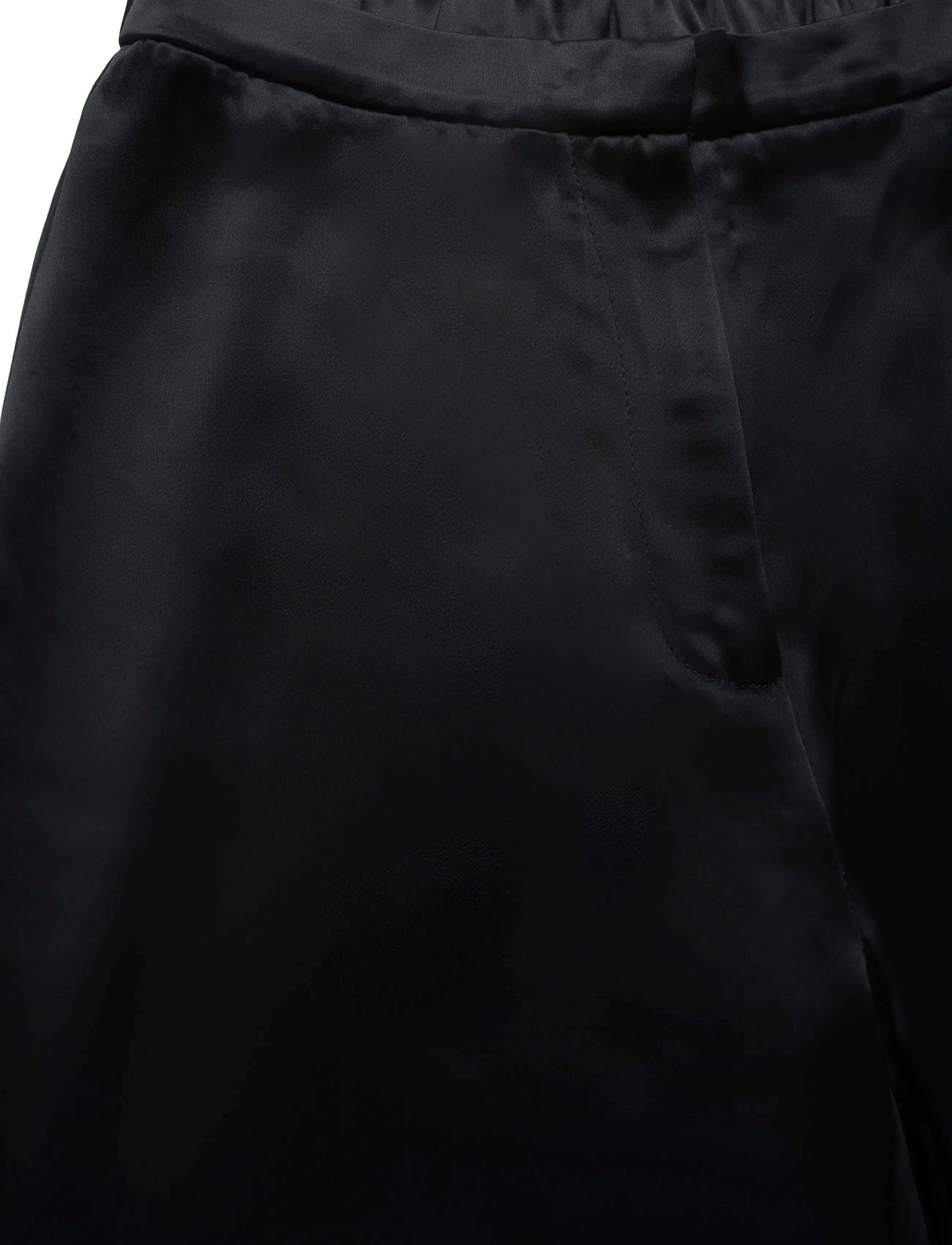 Malina - Marine Satin Lace Hem Trousers - alt laiad püksid - black - 5
