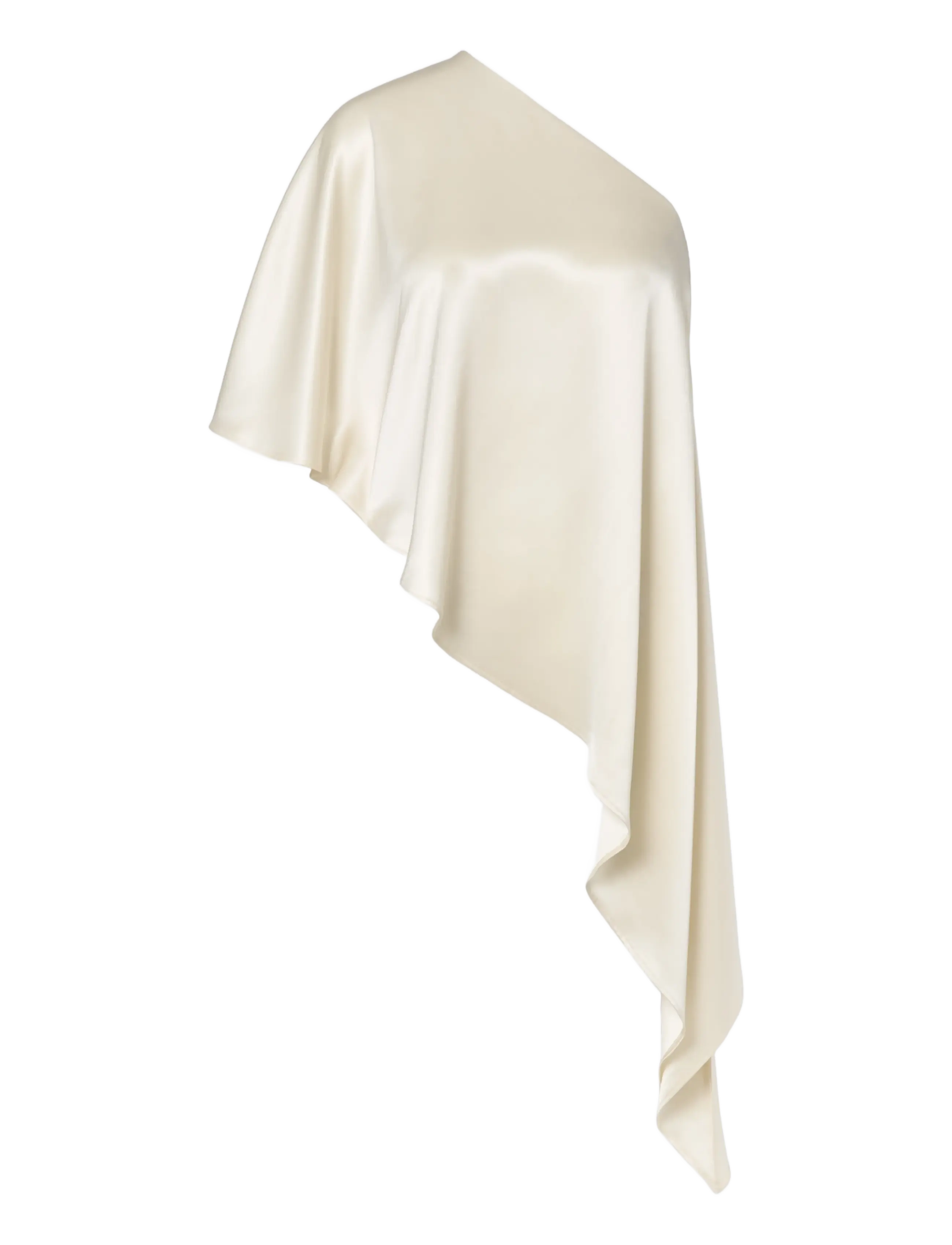 Malina Aria One Shoulder Asymmetric Satin Blouse - Kläder - PEARL / cream