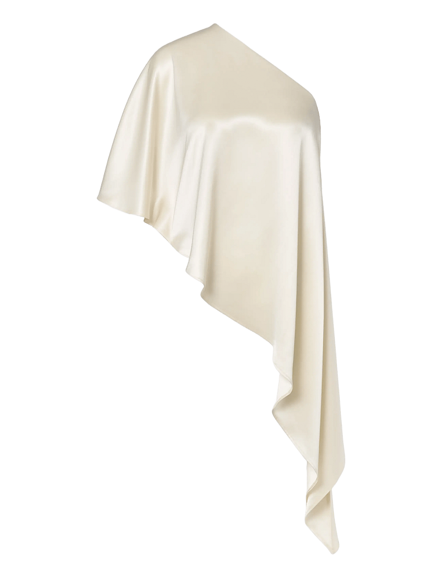 Malina - Aria One Shoulder Asymmetric Satin Blouse - Ärmlösa blusar - pearl - 1