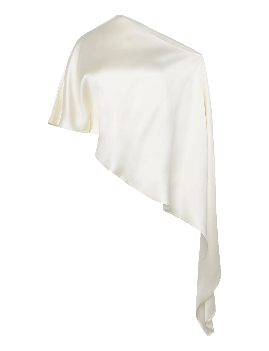 Malina - Aria One Shoulder Asymmetric Satin Blouse - Ärmlösa blusar - pearl - 1