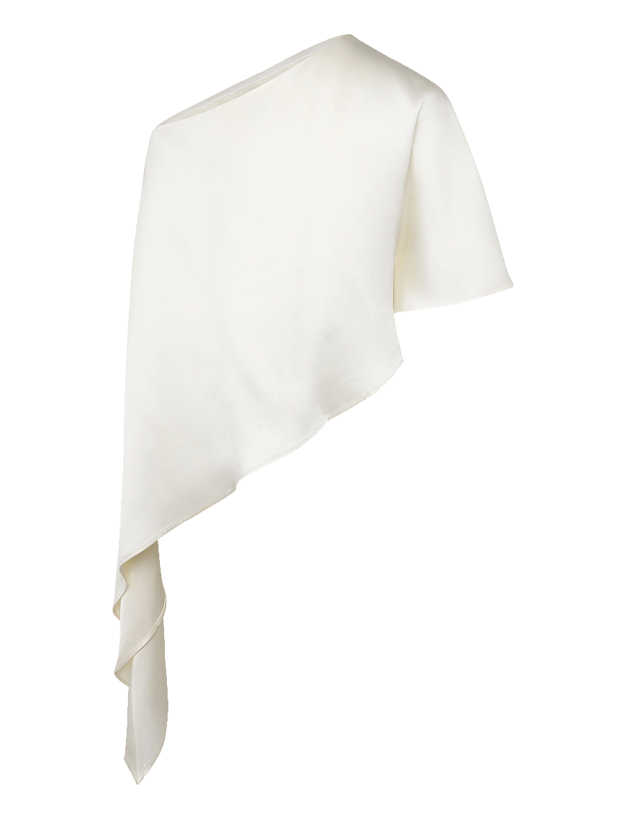Malina - Aria One Shoulder Asymmetric Satin Blouse - Ärmlösa blusar - pearl - 2