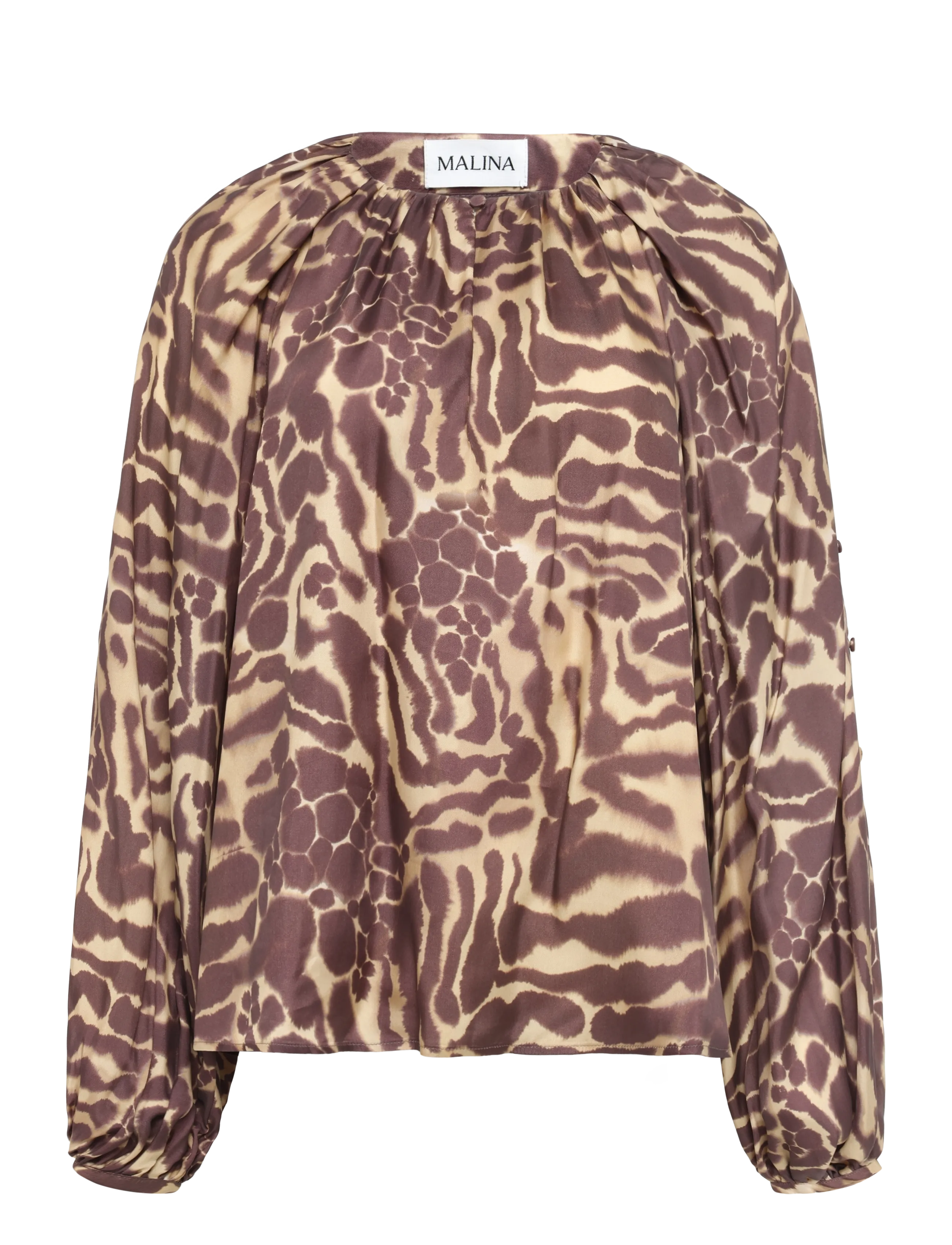 Malina Sophie Button Detail Gathered Blouse - Kläder - SAVANNAH / brown