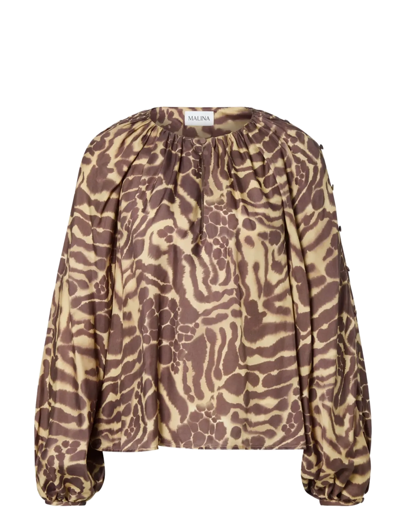 Malina Sophie Button Detail Gathered Blouse - Kläder - SAVANNAH / brown