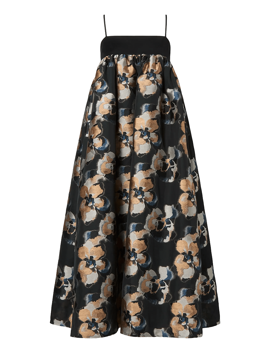 Malina - Vivi Voluminous Skirt Midi dress - cocktailklänningar - dark blooms - 1