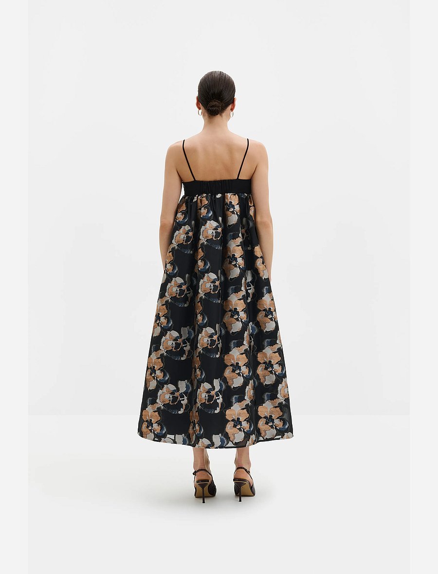 Malina - Vivi Voluminous Skirt Midi dress - cocktailklänningar - dark blooms - 2
