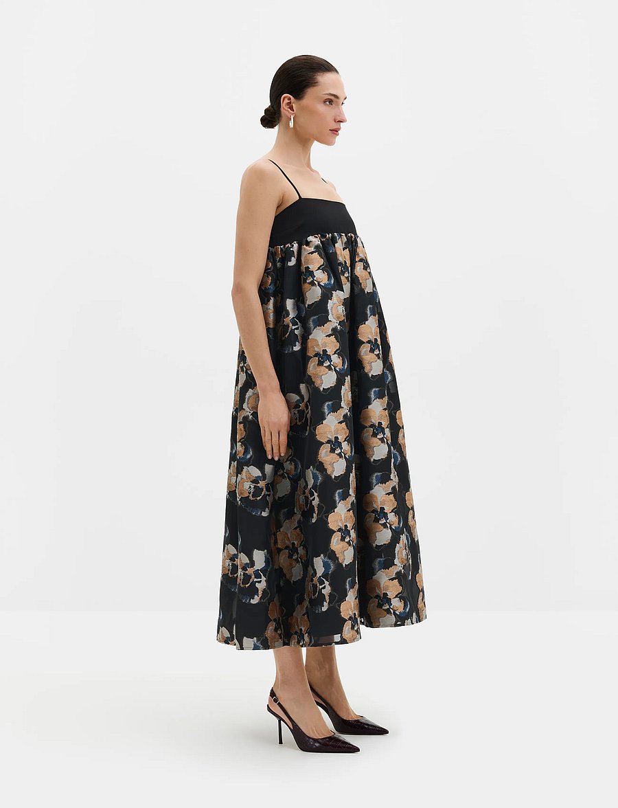 Malina - Vivi Voluminous Skirt Midi dress - cocktailklänningar - dark blooms - 3
