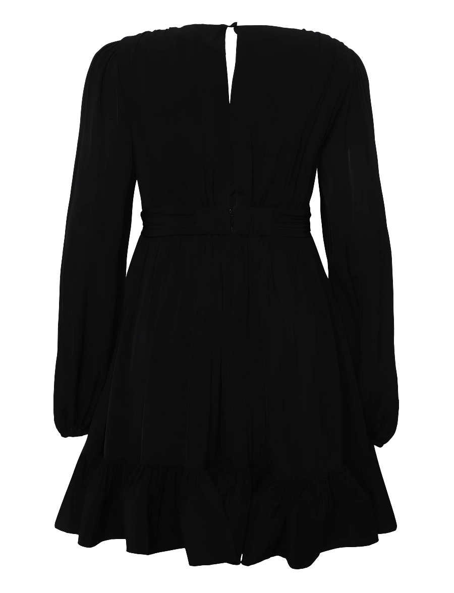 Malina - Jadie V-Neck Ruffled Mini Dress - korte kjoler - black - 2