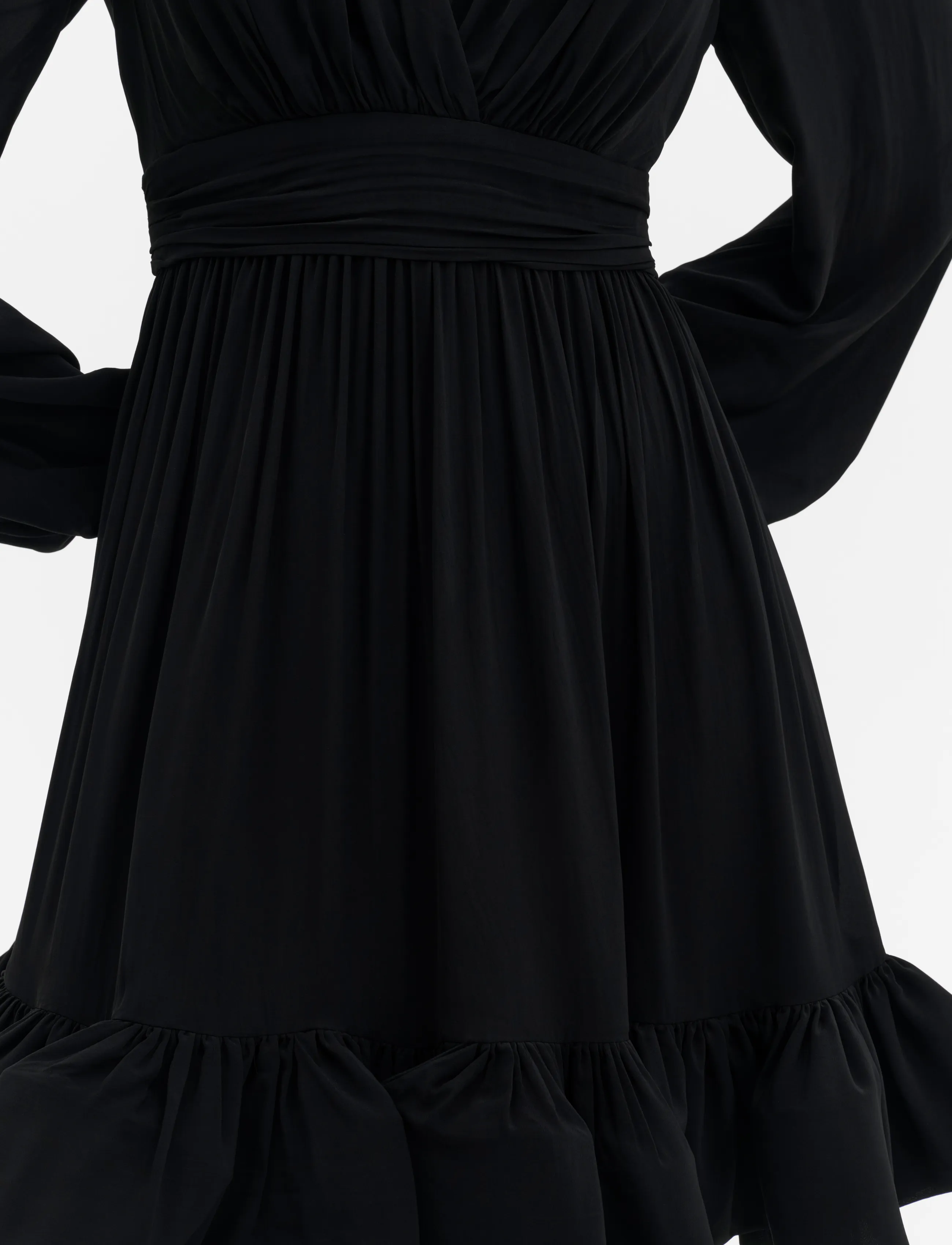 Malina - Jadie V-Neck Ruffled Mini Dress - korta klänningar - black - 3