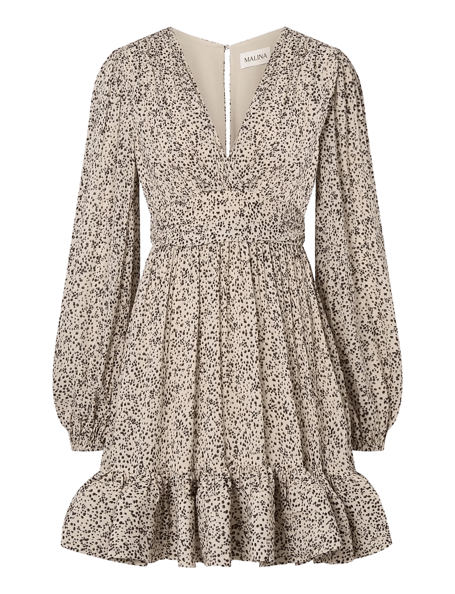 Malina - Jadie V-Neck Ruffled Mini Dress - kurze kleider - shaded dot - 1