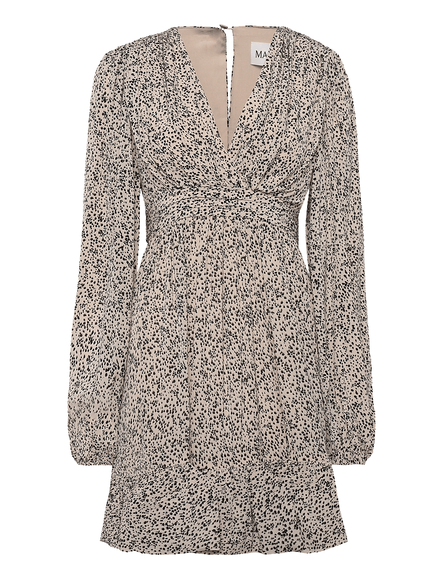 Malina - Jadie V-Neck Ruffled Mini Dress - korte kjoler - shaded dot - 1