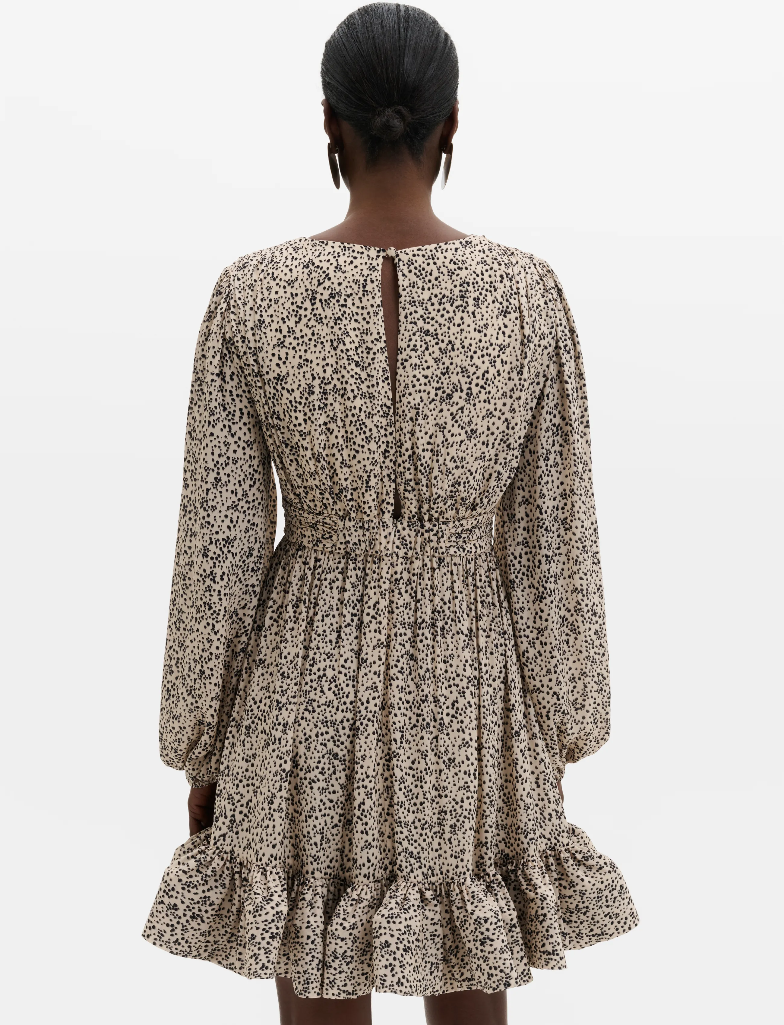 Malina - Jadie V-Neck Ruffled Mini Dress - kurze kleider - shaded dot - 2