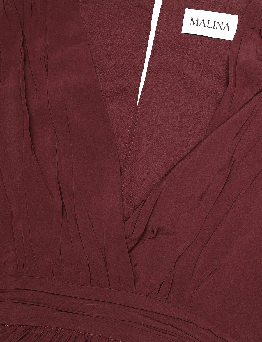 Malina - Jadie V-Neck Ruffled Mini Dress - korte kjoler - wine - 2
