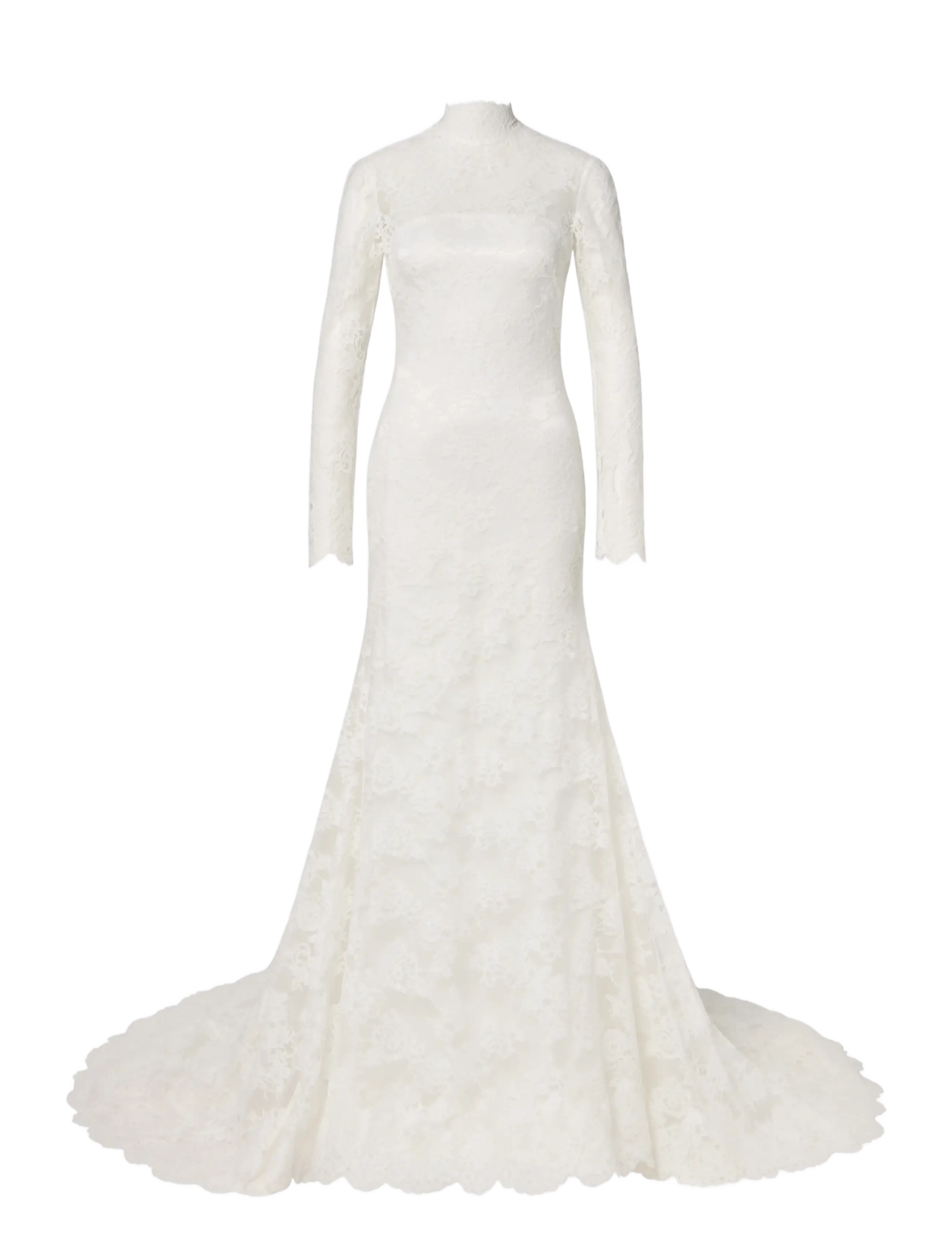 Malina - Leonore Long Sleeved Lace Bridal Gown - lace dresses - ivory - 1