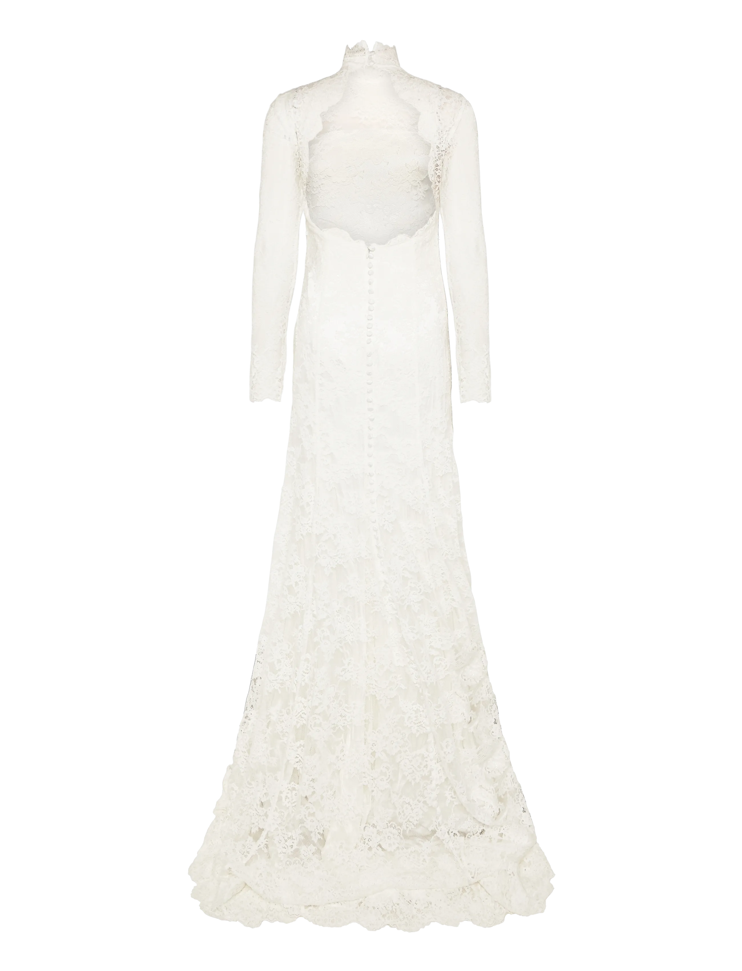 Malina - Leonore Long Sleeved Lace Bridal Gown - lace dresses - ivory - 2