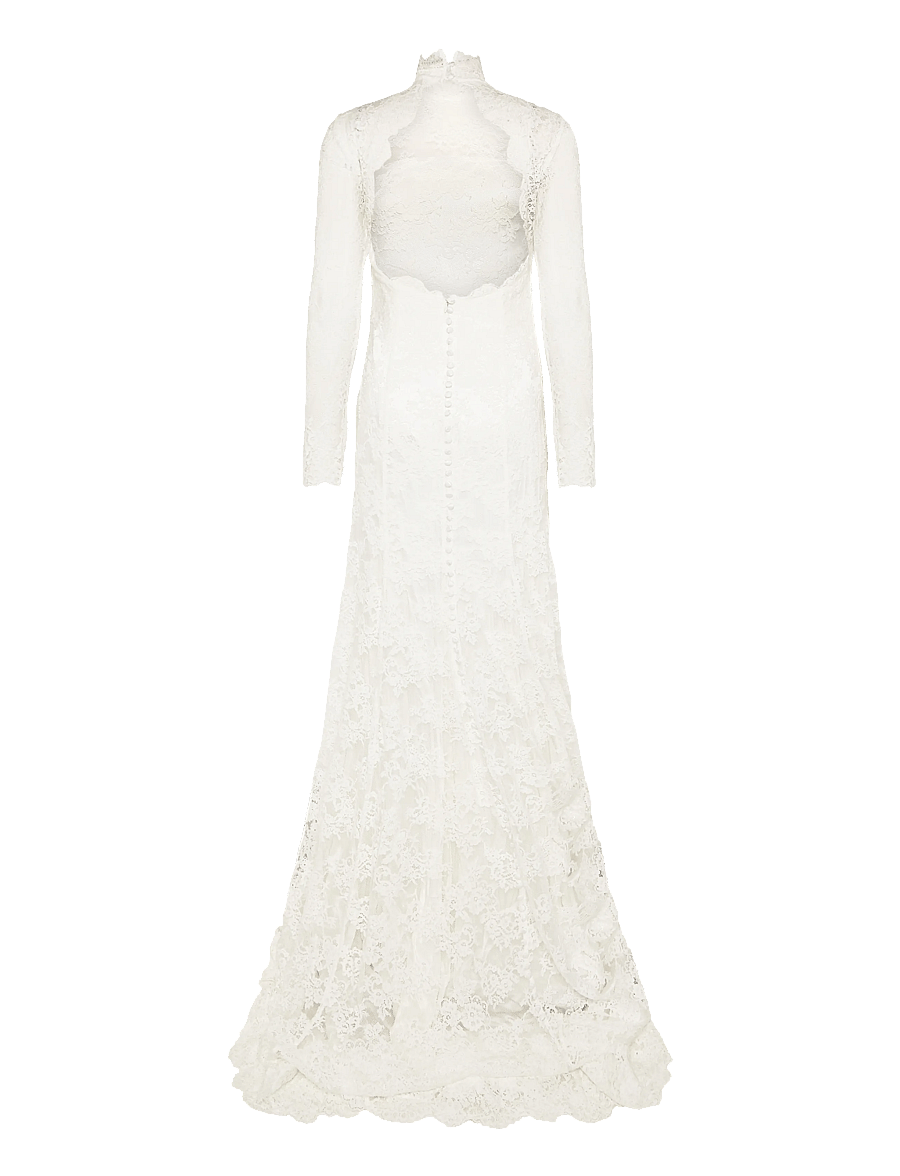Malina - Leonore Long Sleeved Lace Bridal Gown - lace dresses - ivory - 2