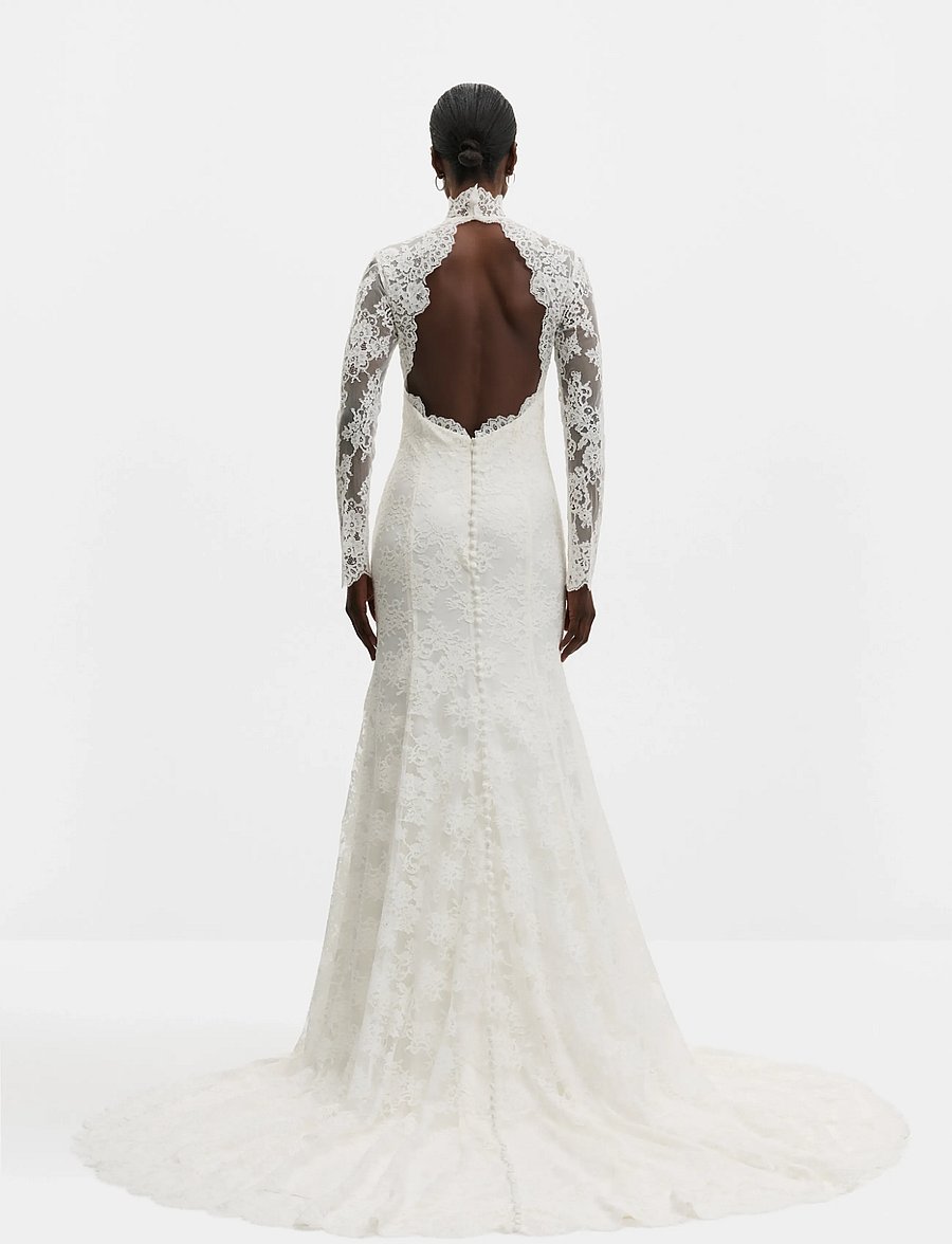 Malina - Leonore Long Sleeved Lace Bridal Gown - lace dresses - ivory - 2