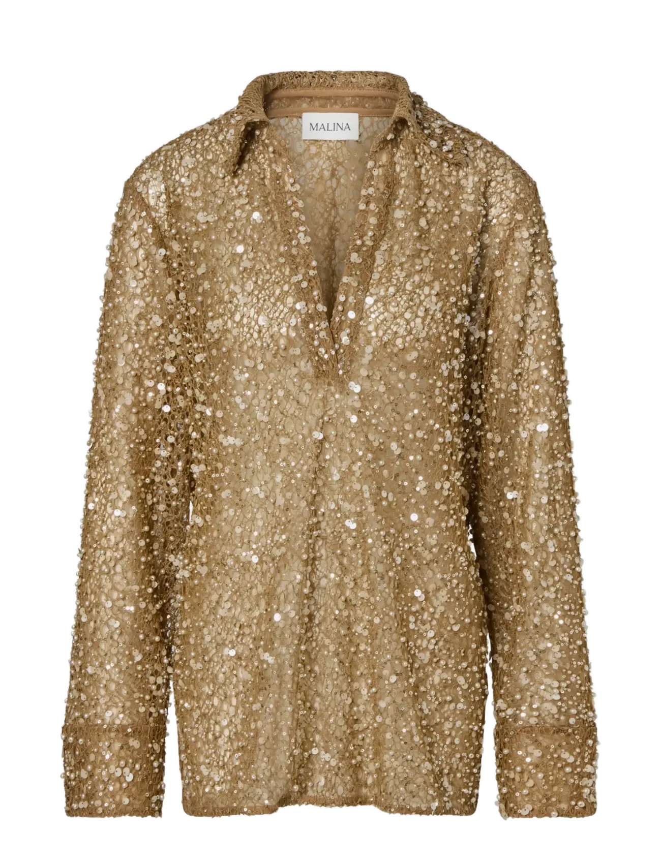 Malina Philippa Embellished Lace Shirt - Kläder - CAMEL / brown