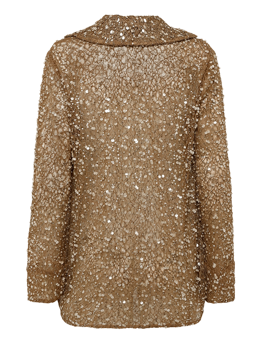 Malina - Philippa Embellished Lace Shirt - pikkade varrukatega särgid - camel - 2