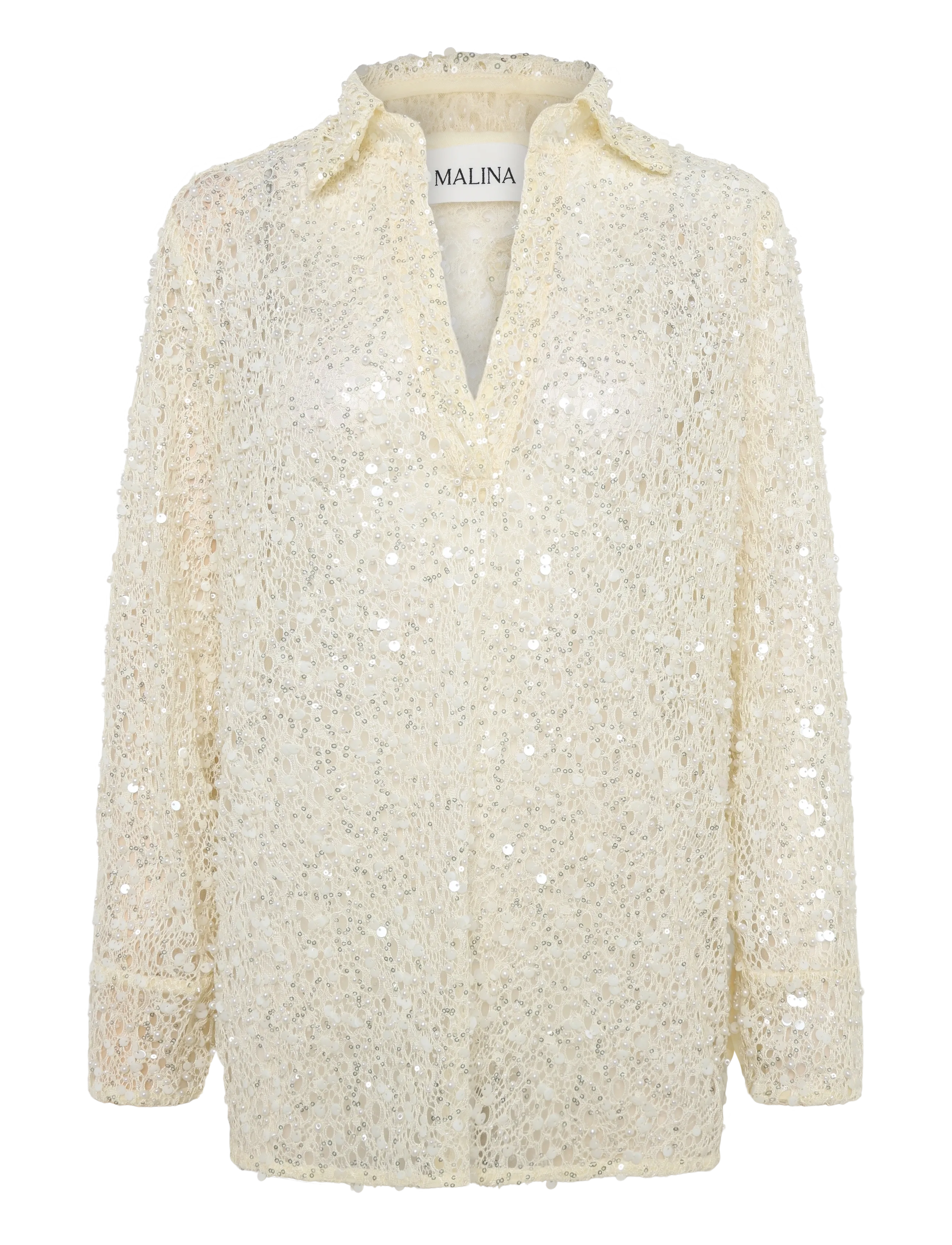 Malina Philippa Embellished Lace Shirt - Kläder - PEARL / cream