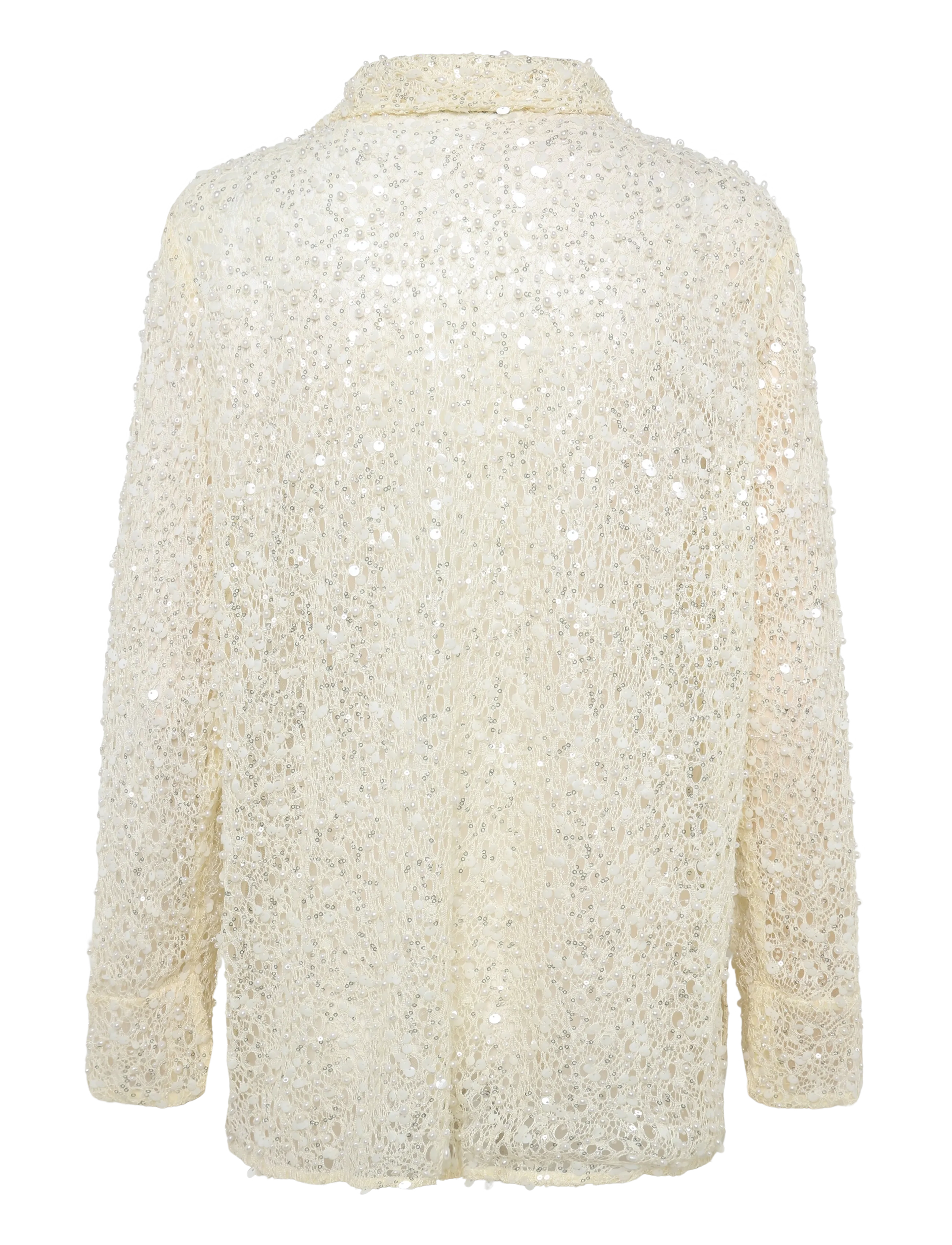 Malina - Philippa Embellished Lace Shirt - langärmlige hemden - pearl - 2