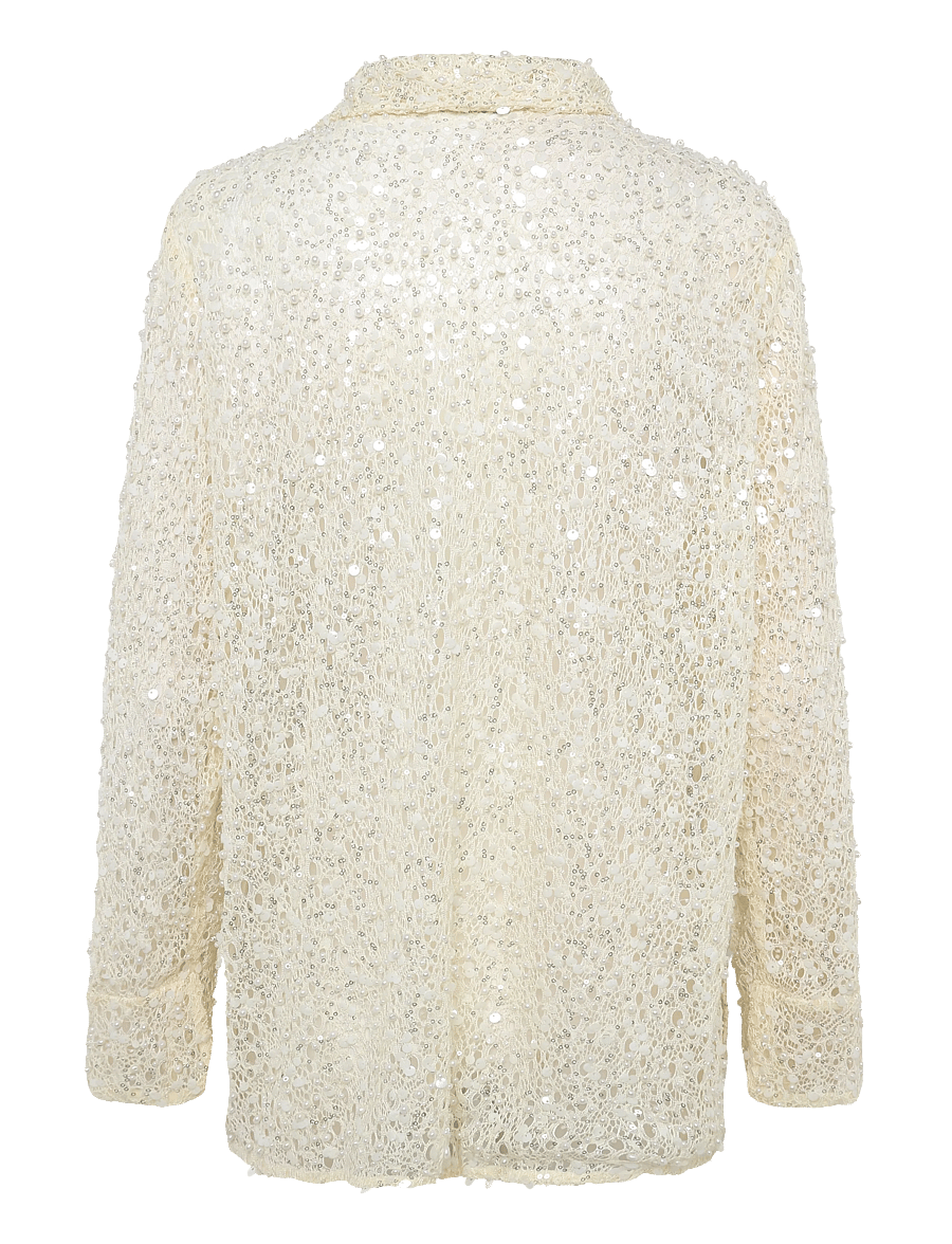 Malina - Philippa Embellished Lace Shirt - langärmlige hemden - pearl - 2