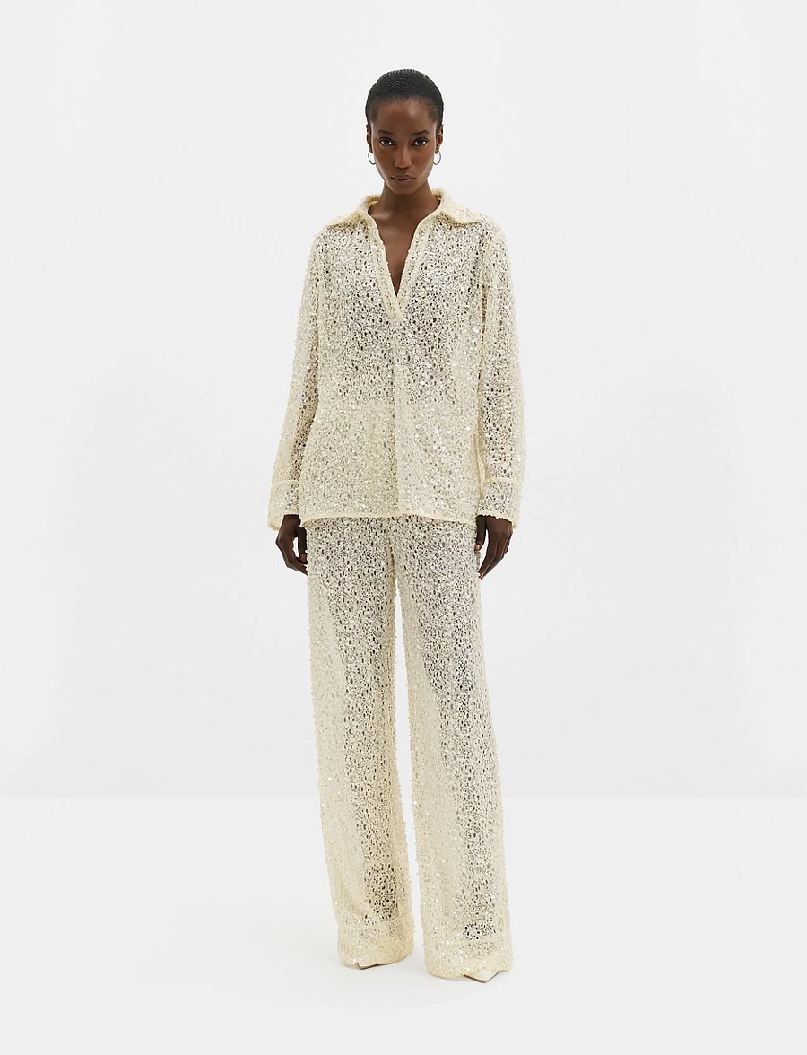 Malina - Philippa Embellished Lace Shirt - pearl - 0