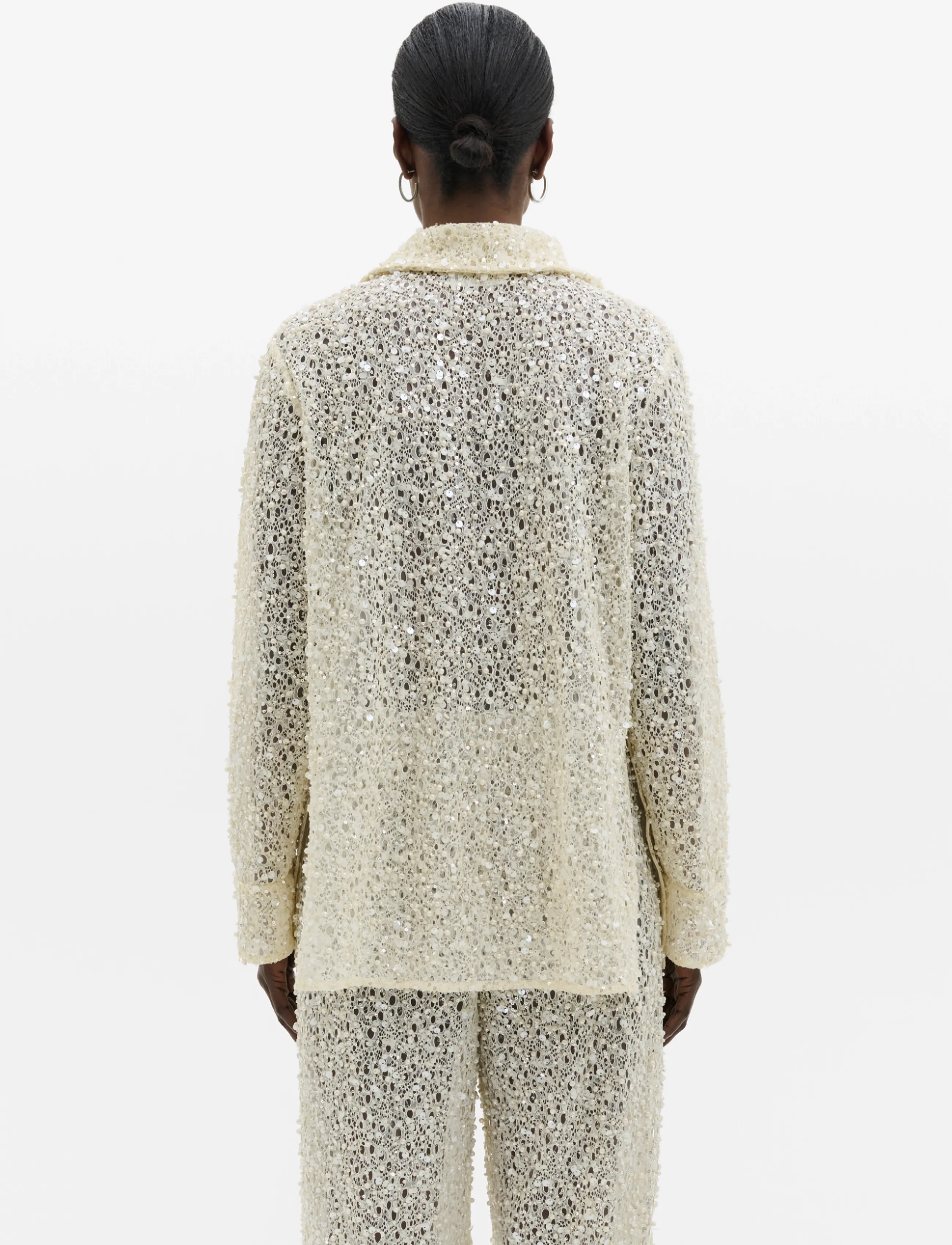 Malina - Philippa Embellished Lace Shirt - pearl - 3