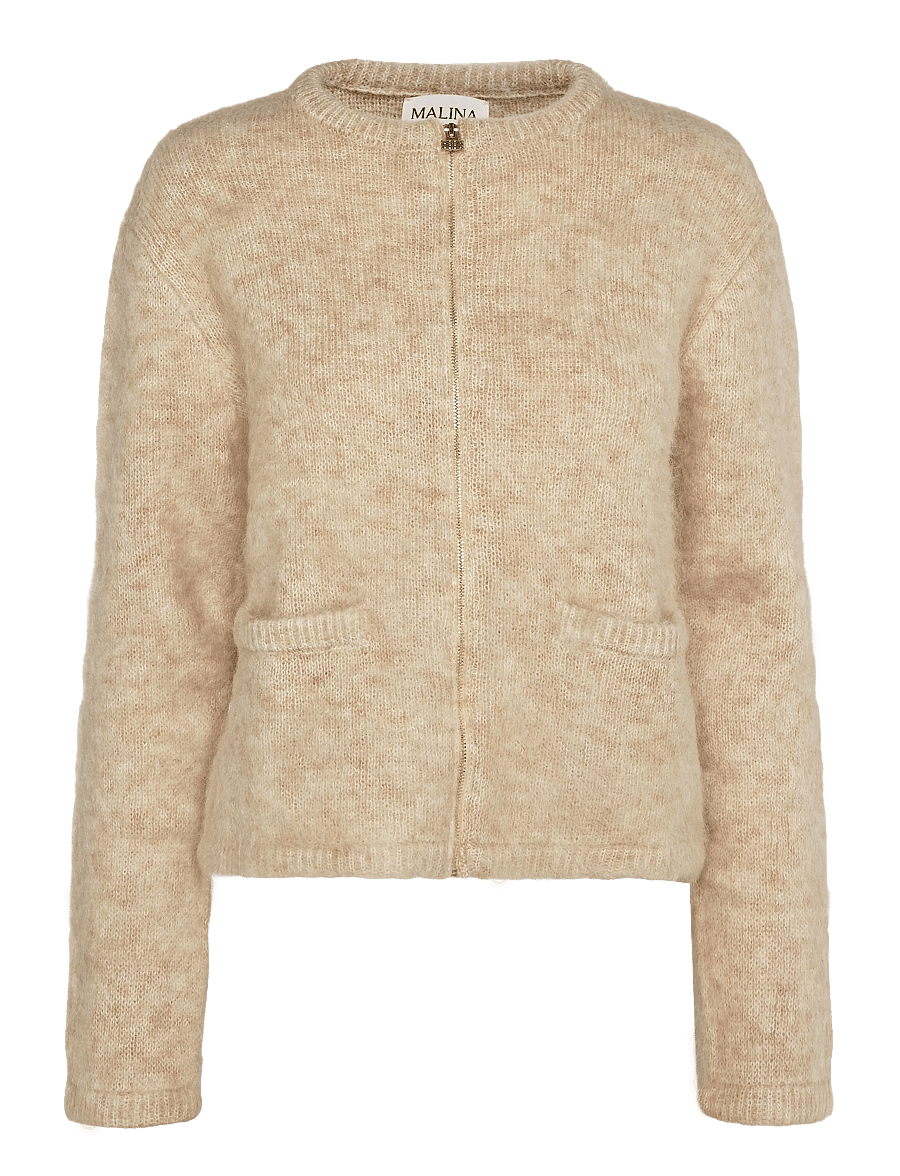 Malina - Teodora Brushed Mohair Blend Cardigan - cardigans - light beige - 1