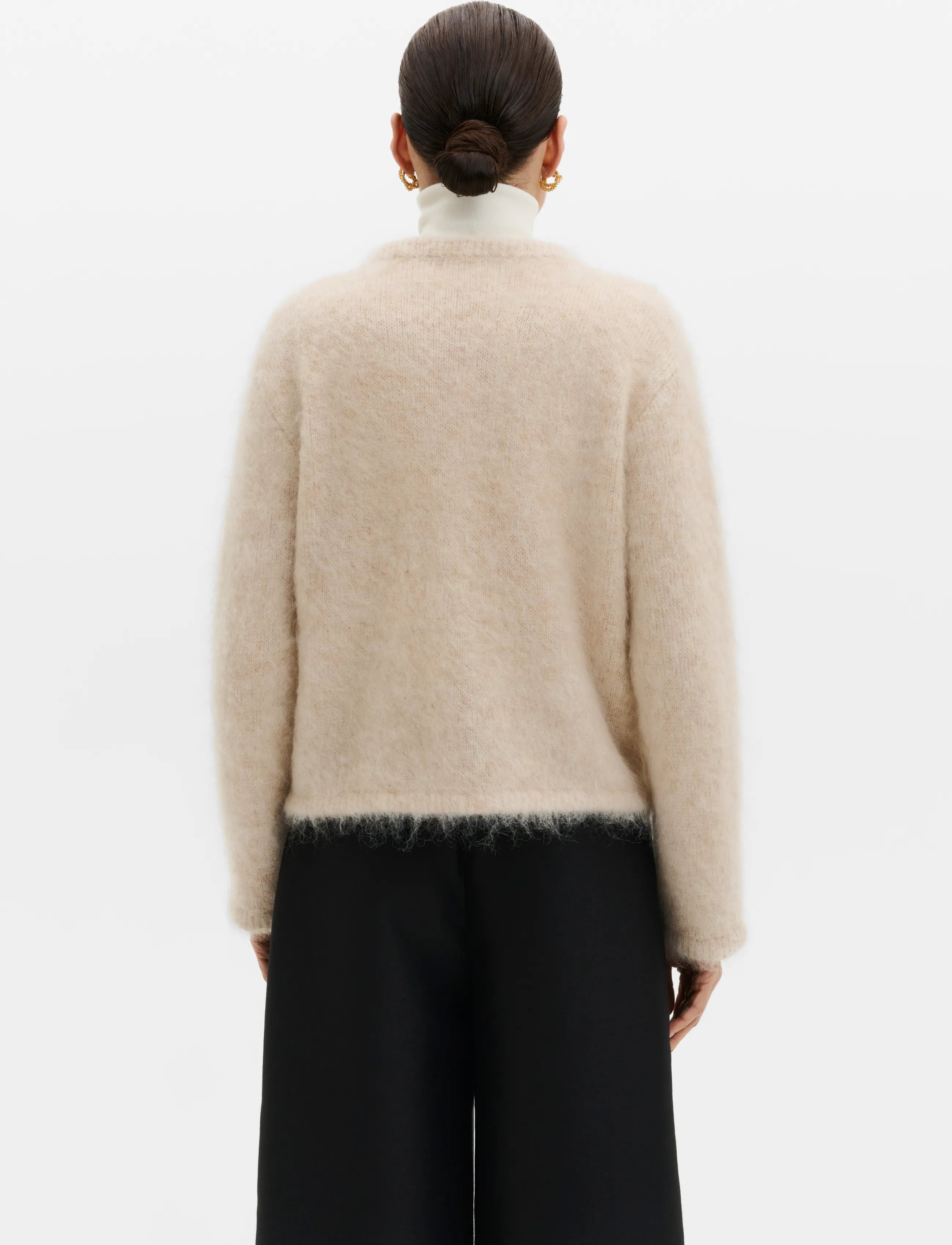 Malina - Teodora Brushed Mohair Blend Cardigan - koftor - light beige - 2