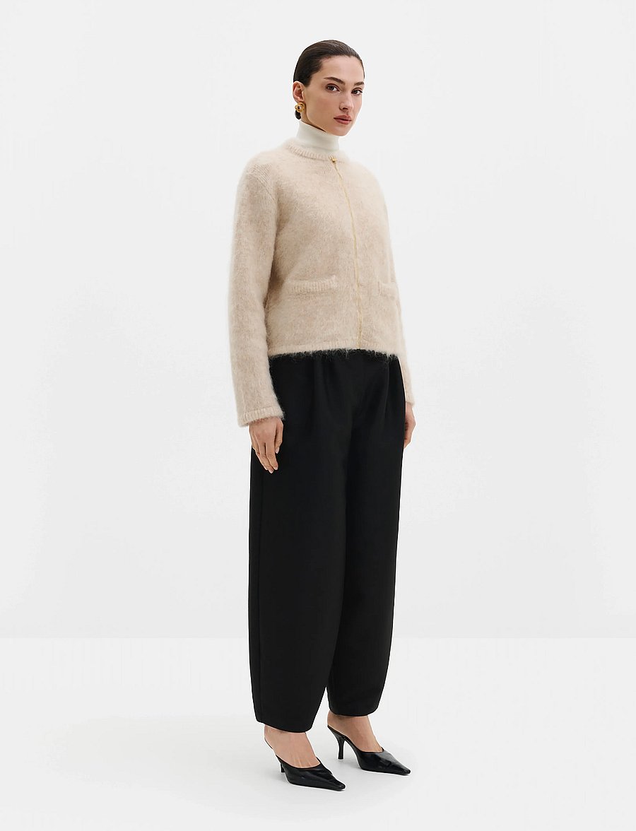 Malina - Teodora Brushed Mohair Blend Cardigan - koftor - light beige - 3