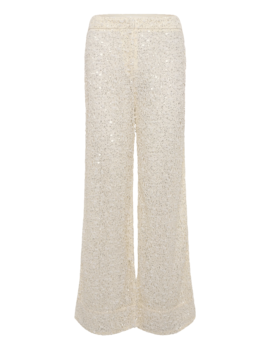 Malina - Pamela Embellished Lace Trousers - bukser med lige ben - pearl - 1