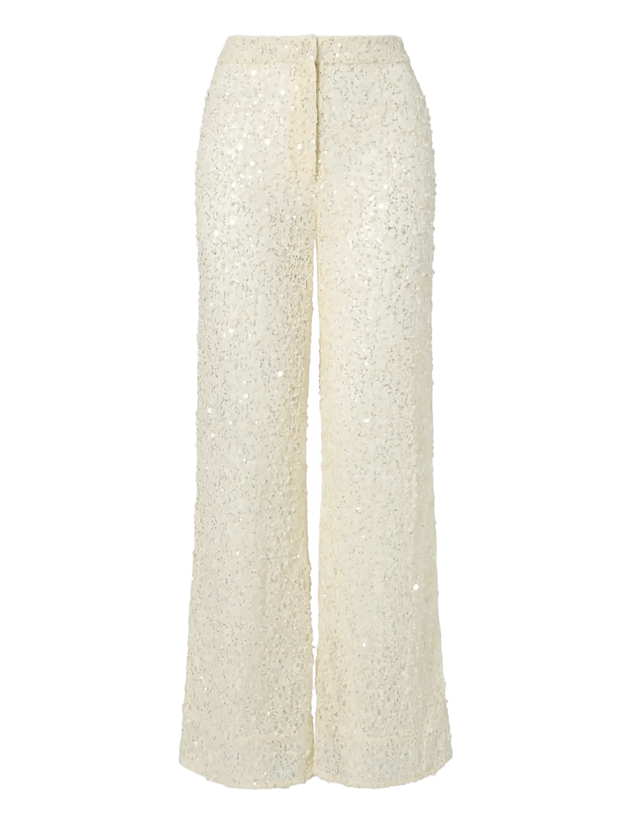 Malina - Pamela Embellished Lace Trousers - hose mit geradem bein - pearl - 1