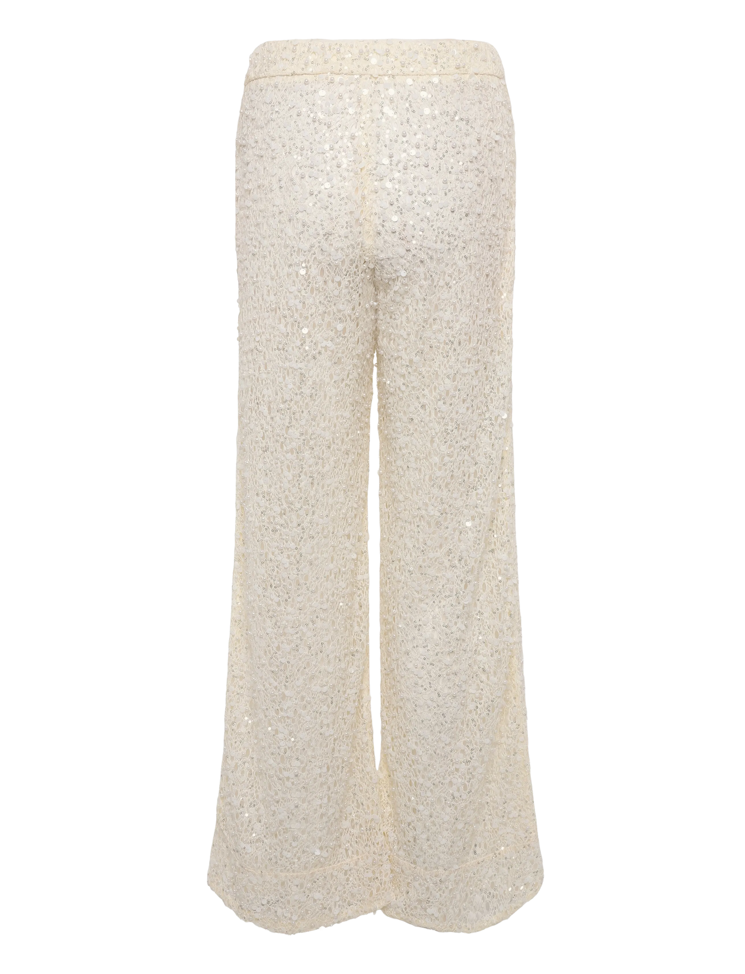 Malina - Pamela Embellished Lace Trousers - straight leg trousers - pearl - 2