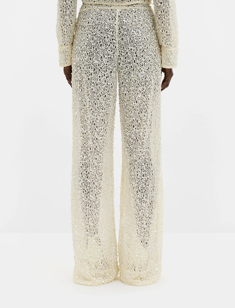 Malina - Pamela Embellished Lace Trousers - hose mit geradem bein - pearl - 3