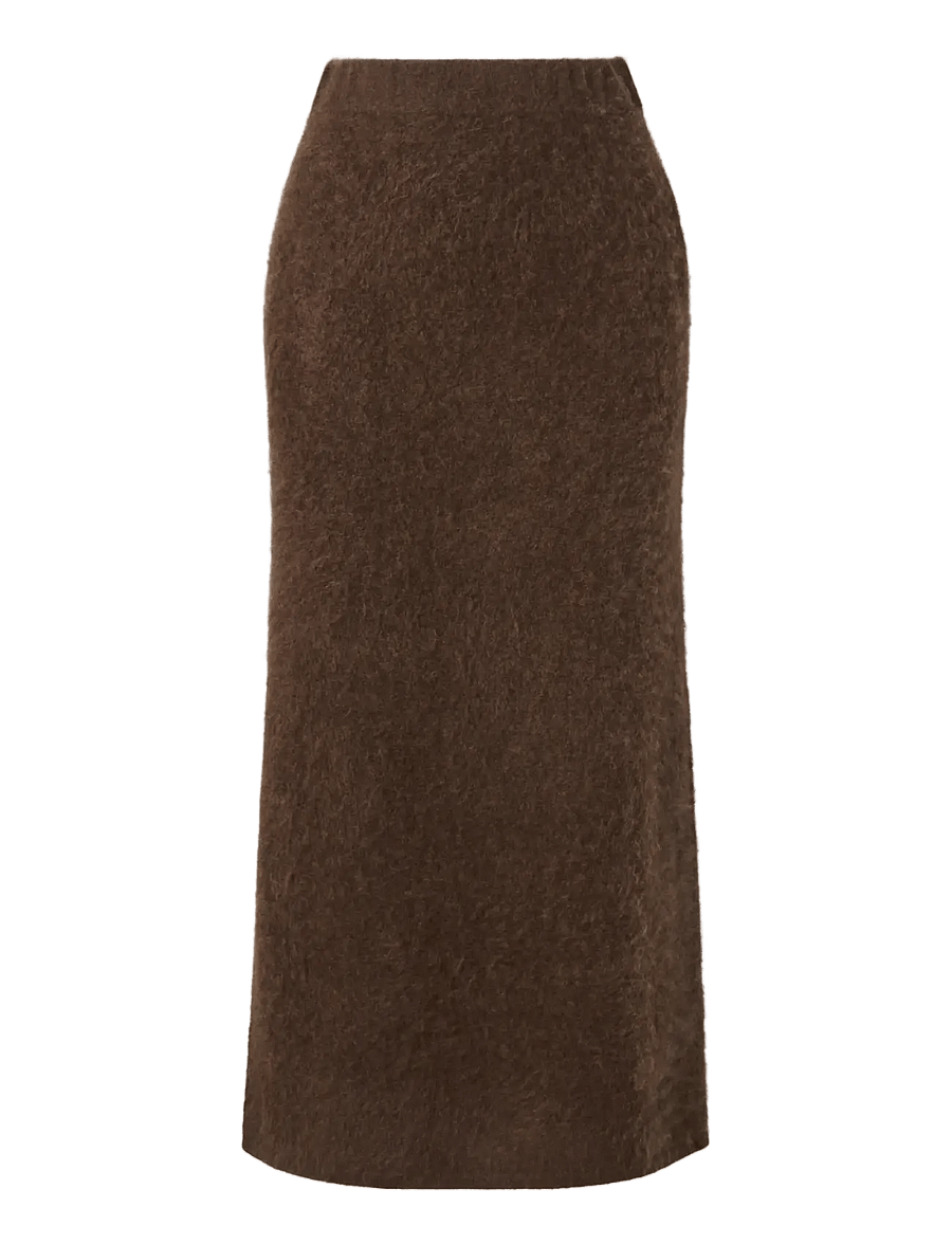 Malina - Leya Brushed Knitted Midi Skirt - dark brown - 1