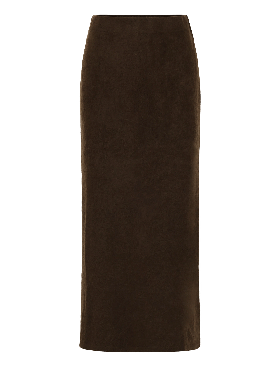 Malina - Leya Brushed Knitted Midi Skirt - gebreide rokken - dark brown - 1