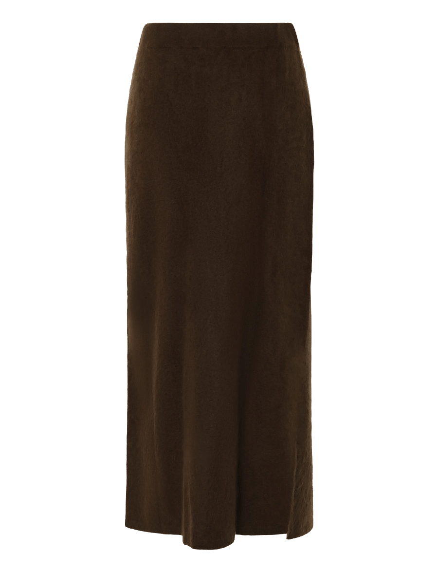 Malina - Leya Brushed Knitted Midi Skirt - gebreide rokken - dark brown - 2