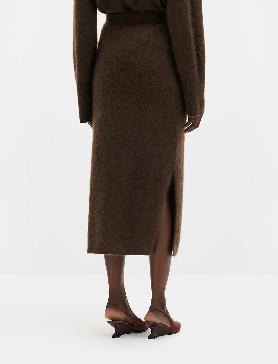 Malina - Leya Brushed Knitted Midi Skirt - dark brown - 2