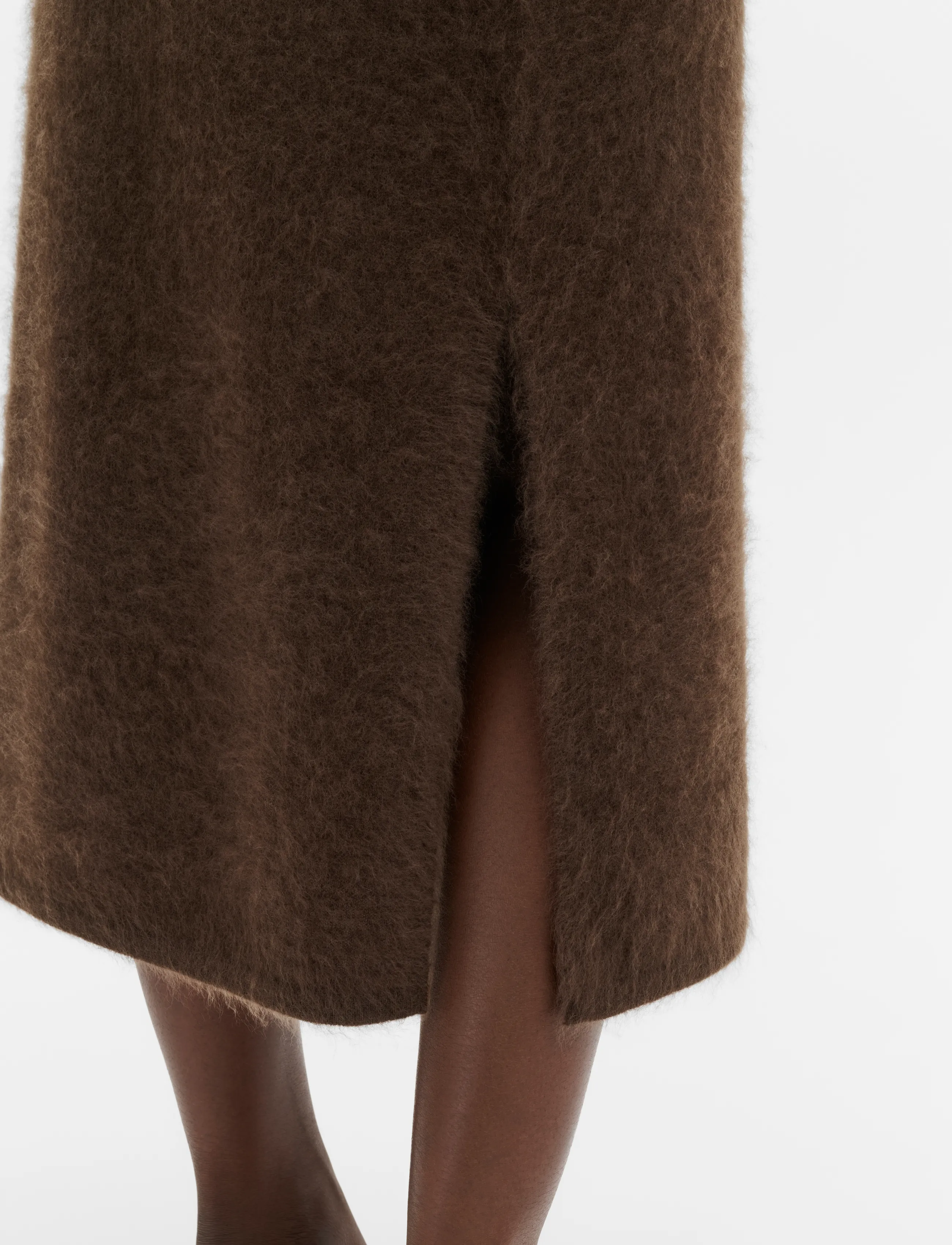 Malina - Leya Brushed Knitted Midi Skirt - dark brown - 3