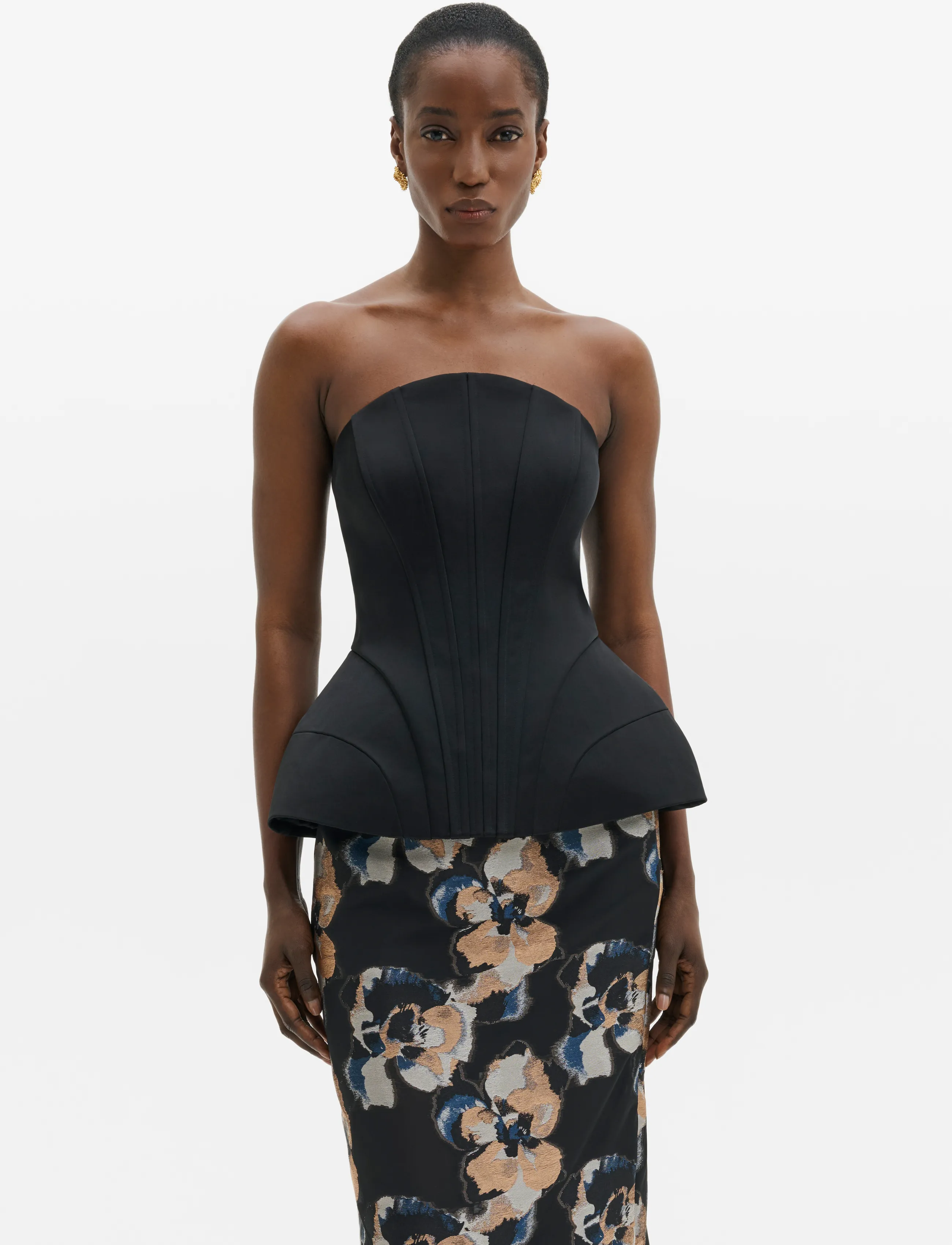 Malina Bellina Sculpted Corset Top - Crop tops - BLACK / black