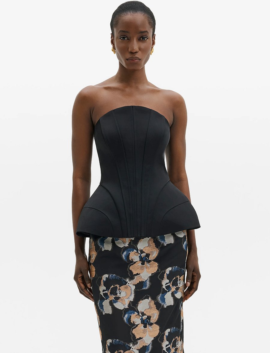 Malina - Bellina Sculpted Corset Top - crop tops - black - 0