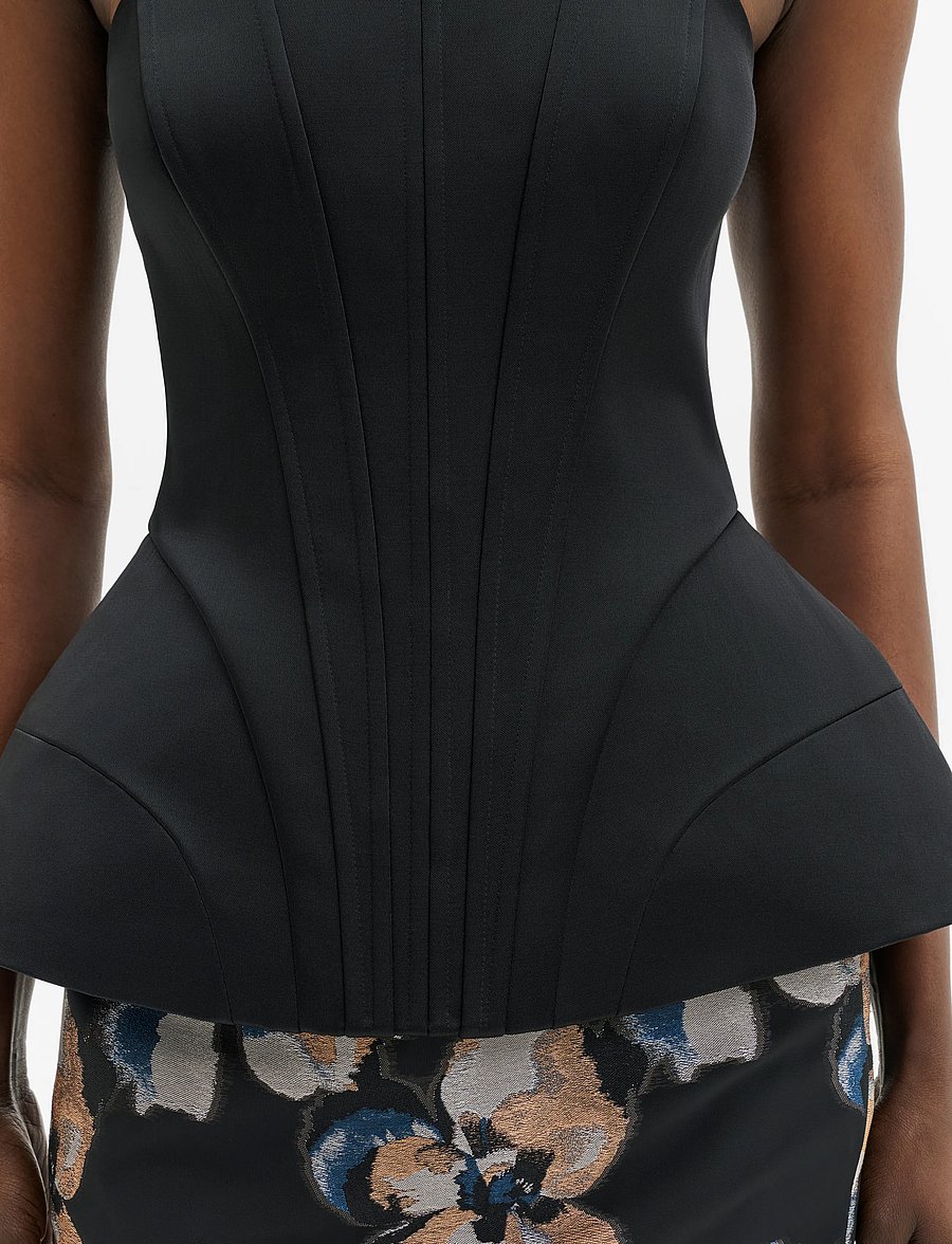 Malina - Bellina Sculpted Corset Top - crop tops - black - 3