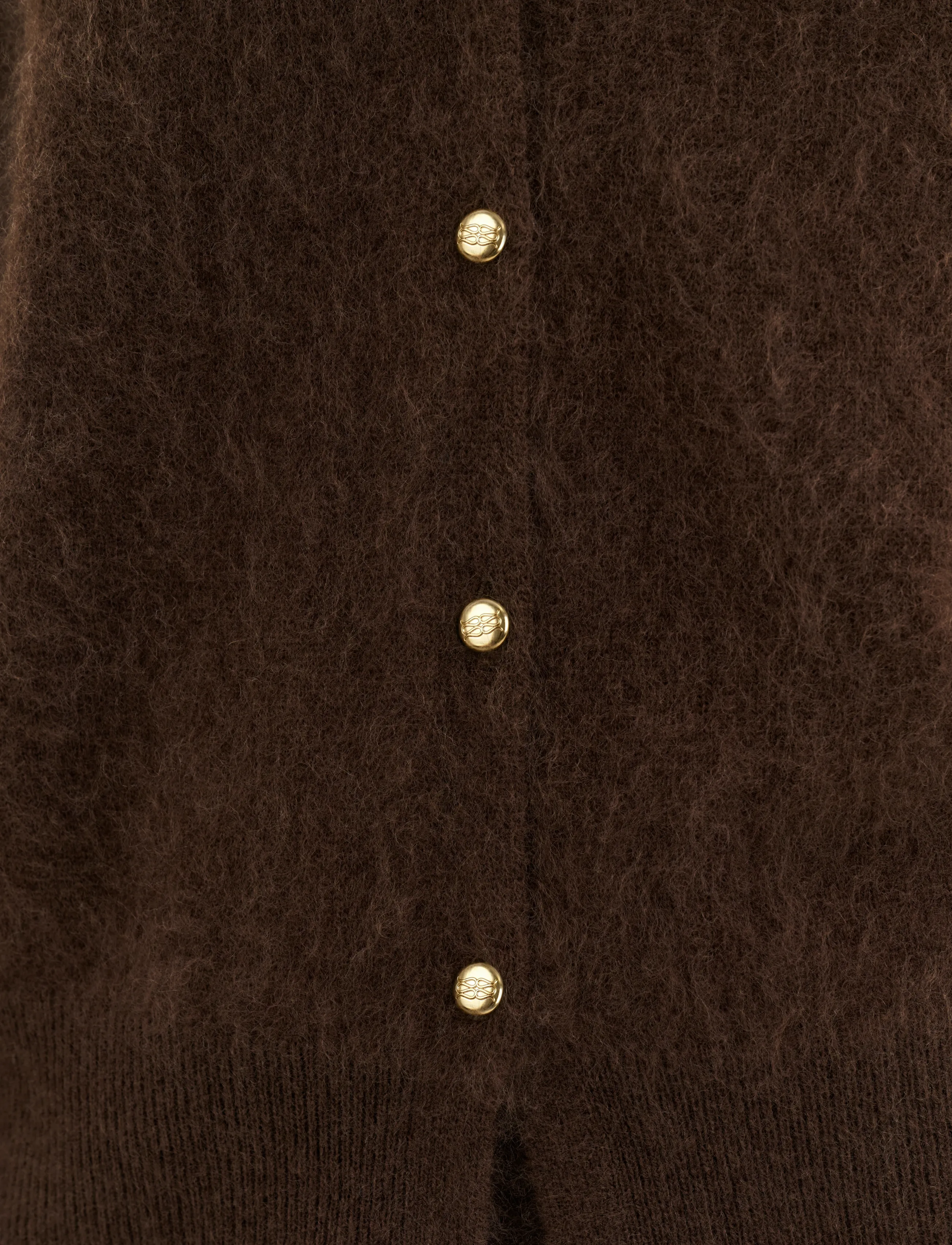 Malina - Lilian Brushed Wool Knitted Cardigan - koftor - dark brown - 4