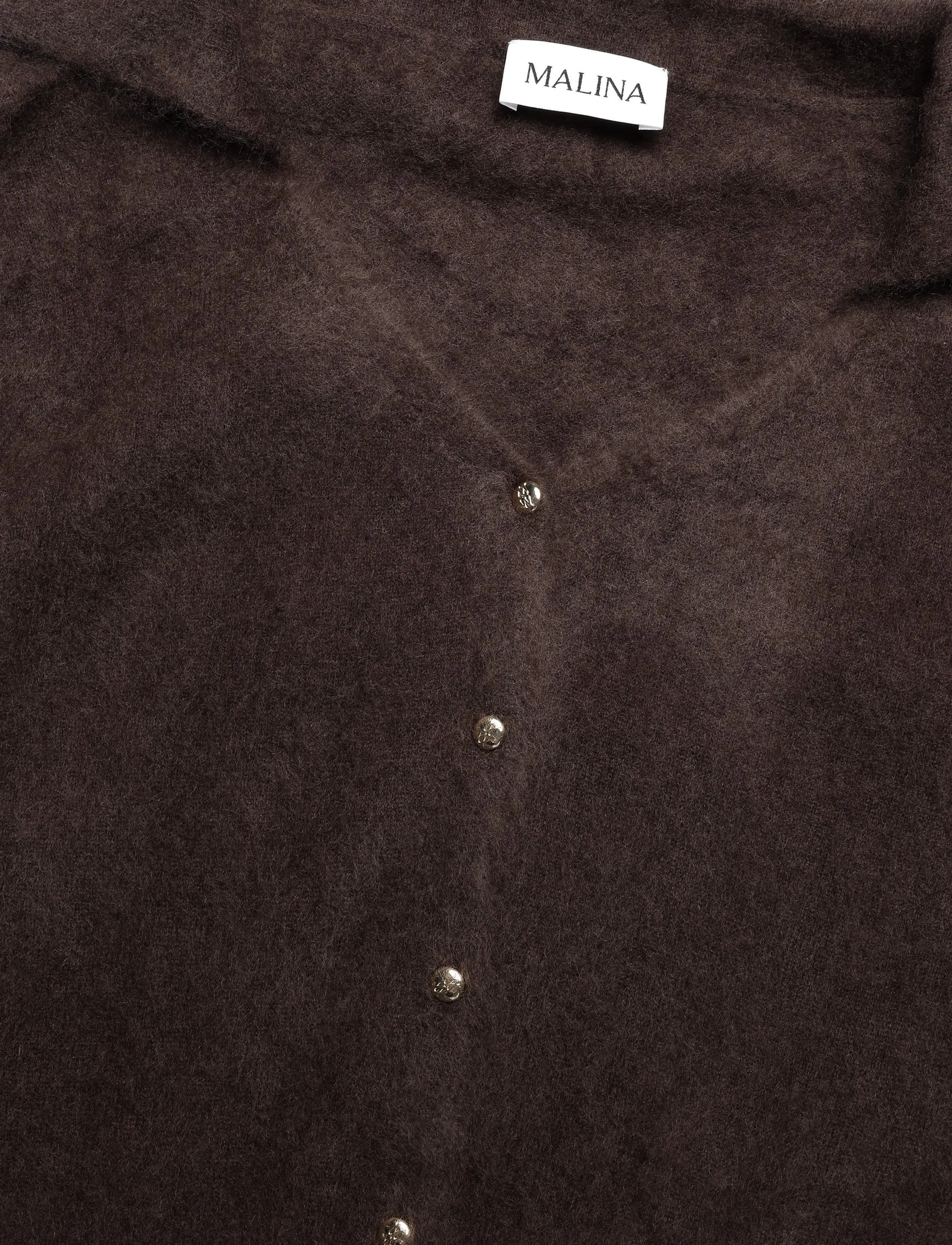 Malina - Lilian Brushed Wool Knitted Cardigan - cardigans - dark brown - 5