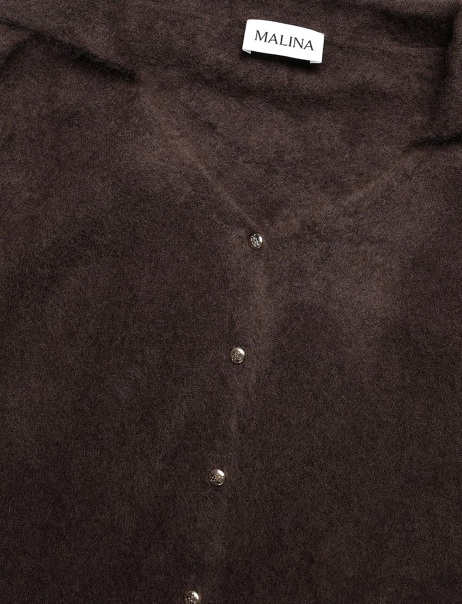 Malina - Lilian Brushed Wool Knitted Cardigan - strickjacken - dark brown - 5