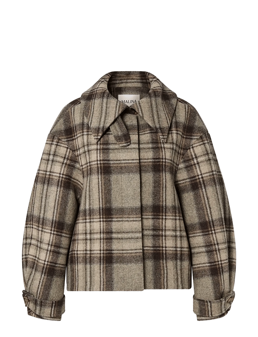 Malina - Callie Barrel Sleeve Jacket - ulljackor - steel checks - 1