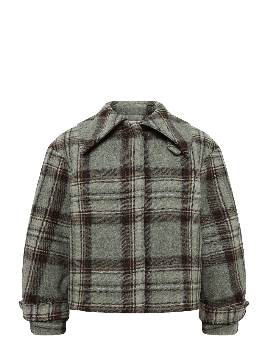 Malina - Callie Barrel Sleeve Jacket - wełniane kurtki - steel checks - 1