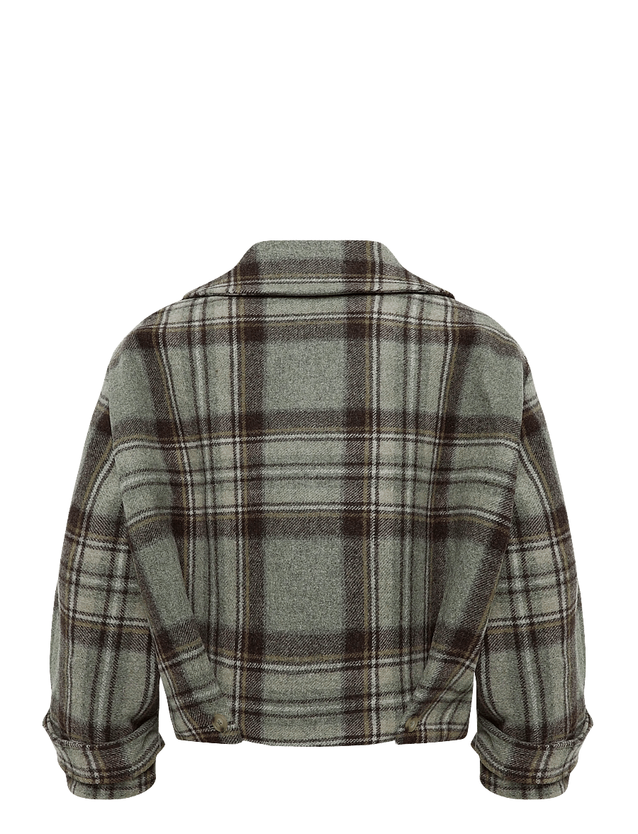 Malina - Callie Barrel Sleeve Jacket - wełniane kurtki - steel checks - 2