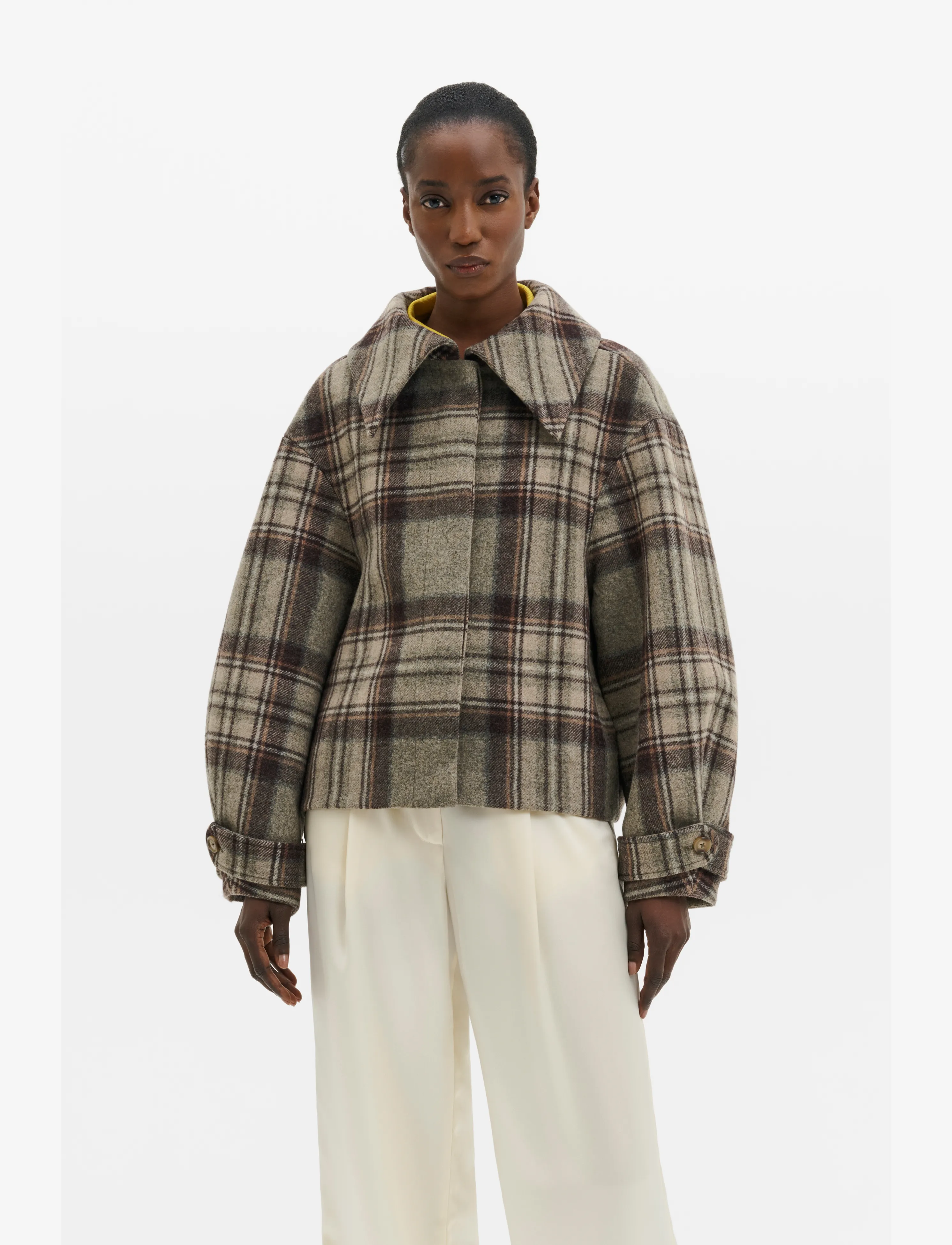 Malina Callie Barrel Sleeve Jacket - Kläder - STEEL CHECKS / grey
